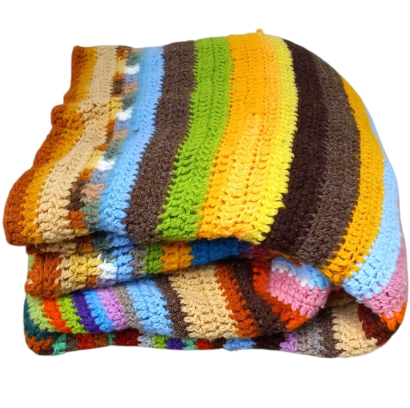 home made Other - Colorful Striped Crochet Blanket